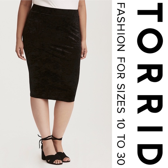velvet midi pencil skirt
